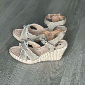 BOC Womens Sz 9 Schirra Jute Canvas Wedge Sandal Beige Open Toe Slingback Heel
